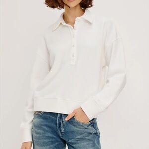 Rails Barlow  White Collared Sweatshirt M